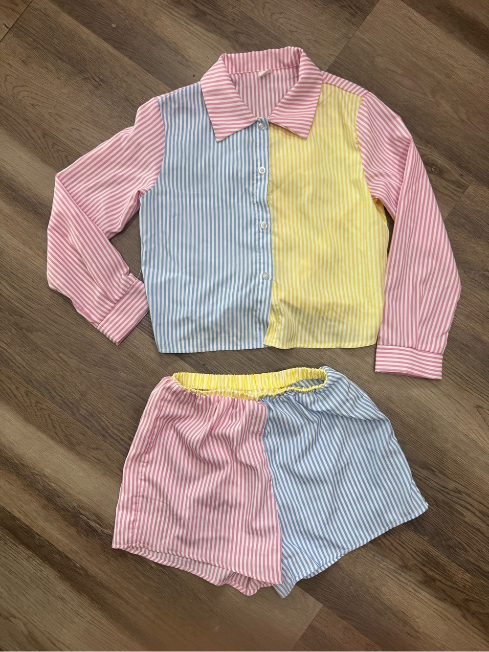 Shein striped color block summer outfit bow